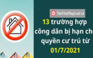  Các trường hợp công dân bị hạn chế quyền cư trú